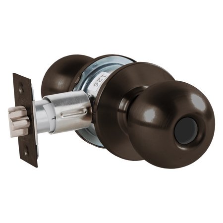 ARROW Grade 2 Turn-Pushbutton Entrance Cylindrical Lock, Ball Knob, Conventional Less Cylinder, Oil-Rubbed MK11-BD-10B-LC